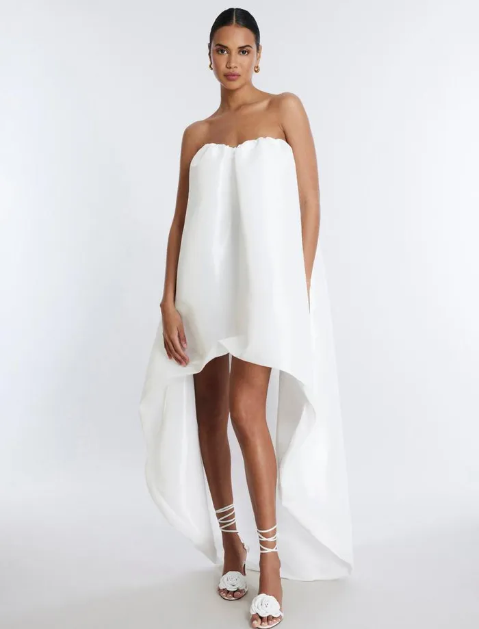 Women Bronwen Strapless HighLow Gown Gardenia BCBG Dresses
