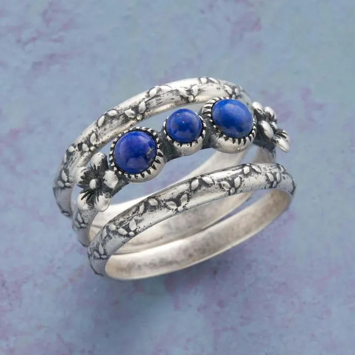 Women Budding Lapis Ring Trio Sundance Catalog Rings