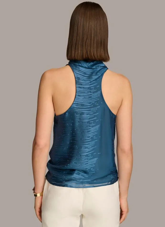 Women BURNOUT COWL NECK TOP Tide Navy Donna Karan New York Sweaters And Tops Women BURNOUT COWL NECK TOP Tide Navy Donna Karan New York Sweaters And Tops