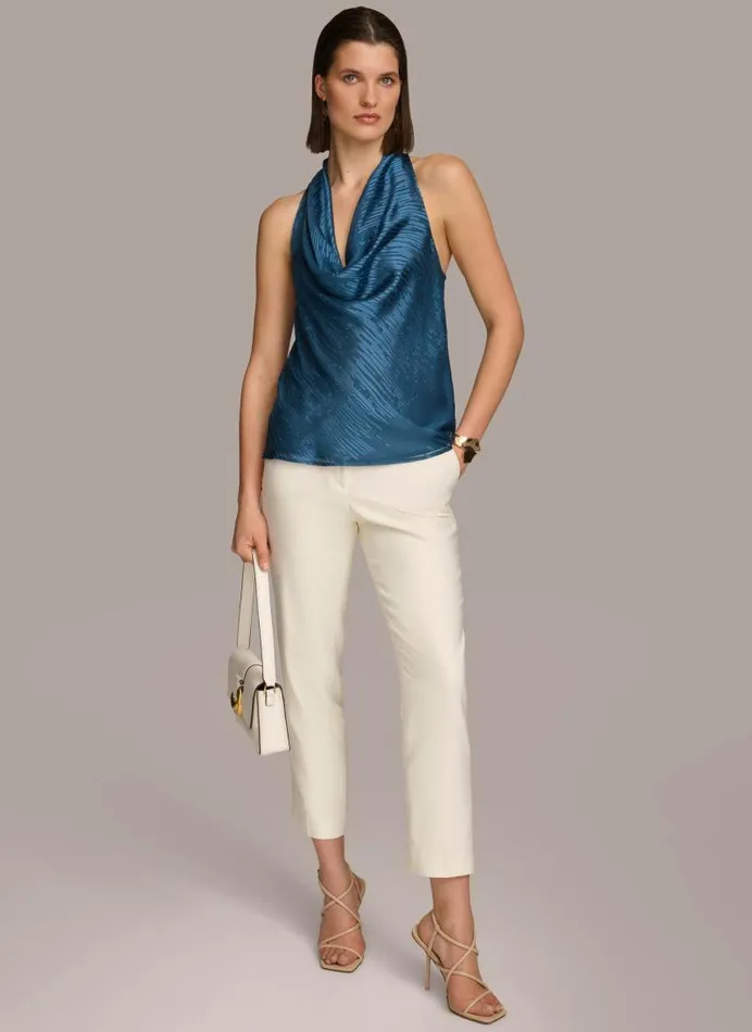 Women BURNOUT COWL NECK TOP Tide Navy Donna Karan New York Sweaters And Tops Women BURNOUT COWL NECK TOP Tide Navy Donna Karan New York Sweaters And Tops