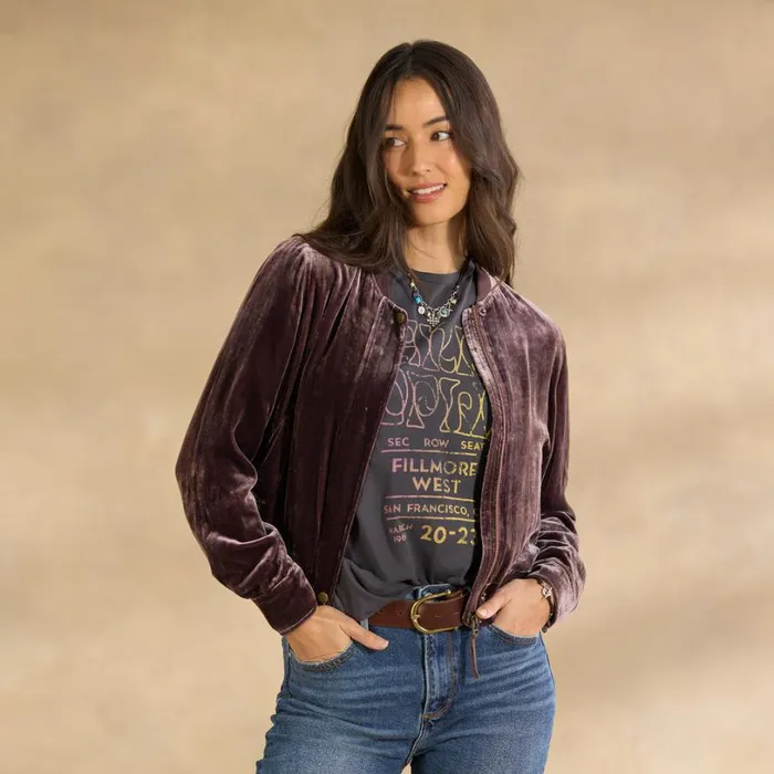 Women Carina Velvet Bomber Fudge Sundance Catalog Jackets and Coats Women Carina Velvet Bomber Fudge Sundance Catalog Jackets and Coats