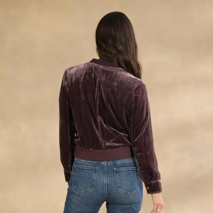 Women Carina Velvet Bomber Fudge Sundance Catalog Jackets and Coats Women Carina Velvet Bomber Fudge Sundance Catalog Jackets and Coats