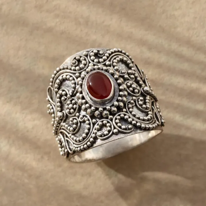 Women Carnelian Cigar Band Ring Sundance Catalog Rings