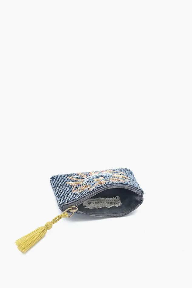 Women Celestial Sun and Moon Beaded Pouch Small Accessories America and Beyond