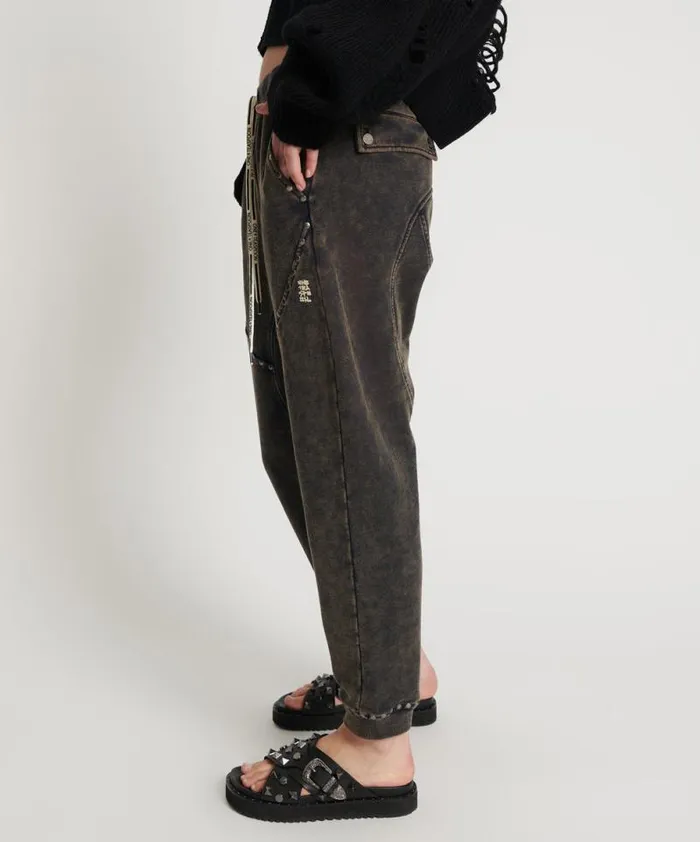 Women CHARCOAL STUDDED TRACKPANTS One Teaspoon Bottoms