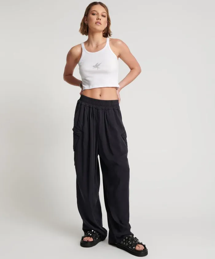 Women CHARCOAL TENCEL ZIPPED PARACHUTE PANTS One Teaspoon Bottoms