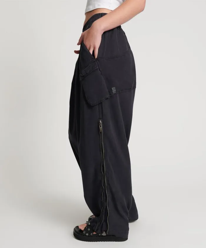 Women CHARCOAL TENCEL ZIPPED PARACHUTE PANTS One Teaspoon Bottoms Women CHARCOAL TENCEL ZIPPED PARACHUTE PANTS One Teaspoon Bottoms