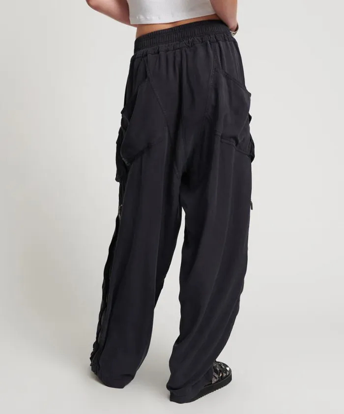 Women CHARCOAL TENCEL ZIPPED PARACHUTE PANTS One Teaspoon Bottoms Women CHARCOAL TENCEL ZIPPED PARACHUTE PANTS One Teaspoon Bottoms