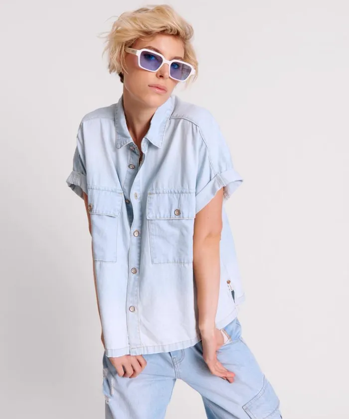 Women CLASSIC BLUE BOXY DENIM SHIRT One Teaspoon Denim Tops Women CLASSIC BLUE BOXY DENIM SHIRT One Teaspoon Denim Tops