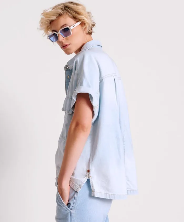 Women CLASSIC BLUE BOXY DENIM SHIRT One Teaspoon Denim Tops Women CLASSIC BLUE BOXY DENIM SHIRT One Teaspoon Denim Tops