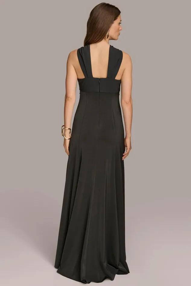 Women CRISS CROSS HALTER ALINE GOWN Black Donna Karan New York Dresses And Jumpsuits