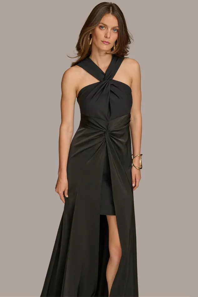 Women CRISS CROSS HALTER ALINE GOWN Black Donna Karan New York Dresses And Jumpsuits