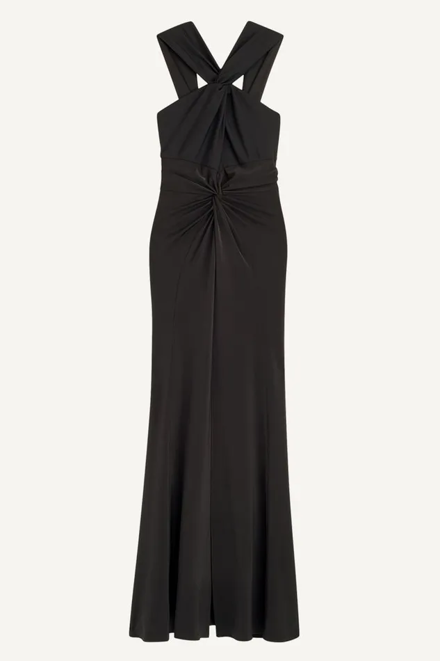 Women CRISS CROSS HALTER ALINE GOWN Black Donna Karan New York Dresses And Jumpsuits
