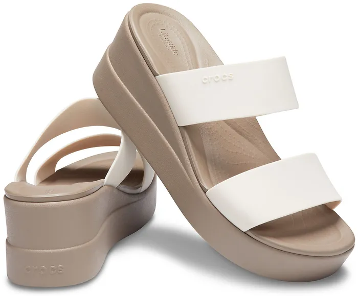 Women Crocs Crocs Brooklyn Mid Wedge Stucco Mushroom Wedges
