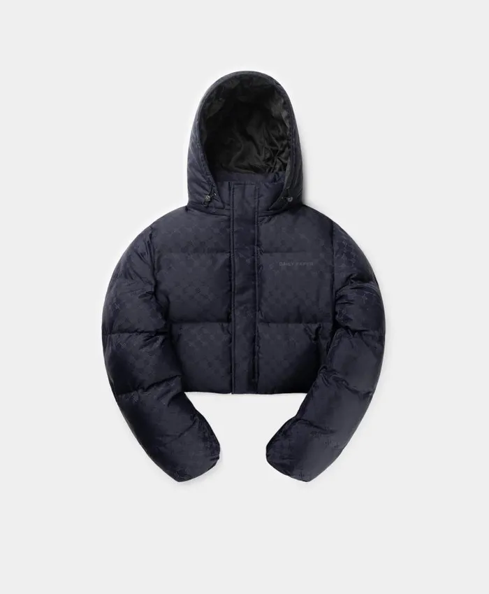 Women Deep Navy Monogram Cropped Puffer Jacket Daily Paper Jackets