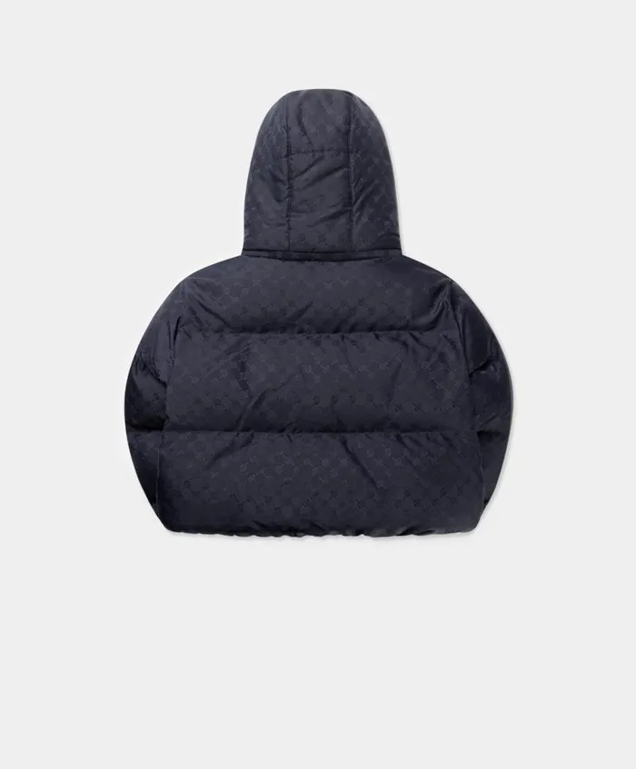 Women Deep Navy Monogram Cropped Puffer Jacket Daily Paper Jackets Women Deep Navy Monogram Cropped Puffer Jacket Daily Paper Jackets