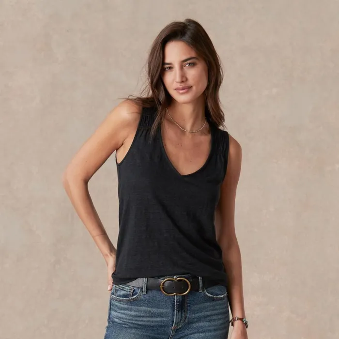 Women Deia Linen Tank White Sundance Catalog Tops