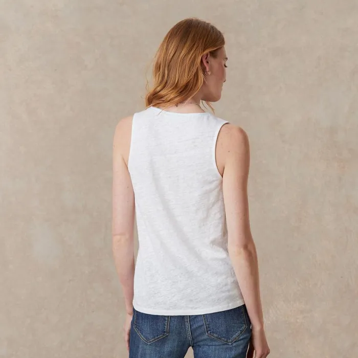 Women Deia Linen Tank White Sundance Catalog Tops