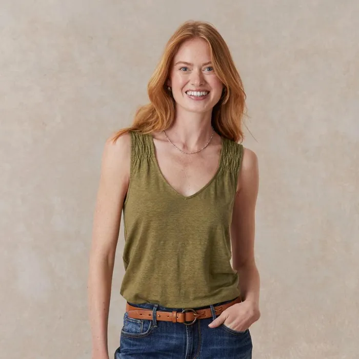 Women Deia Linen Tank White Sundance Catalog Tops
