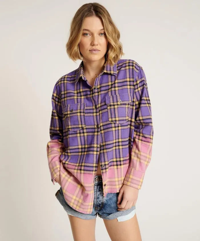 Women DIP DYE FLANNEL LIBERTY SHIRT One Teaspoon Shirts