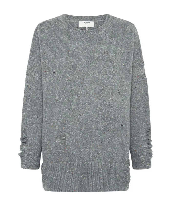 Women DISTRESSED FISHERMAN KNIT SWEATER GREY One Teaspoon Knitwear