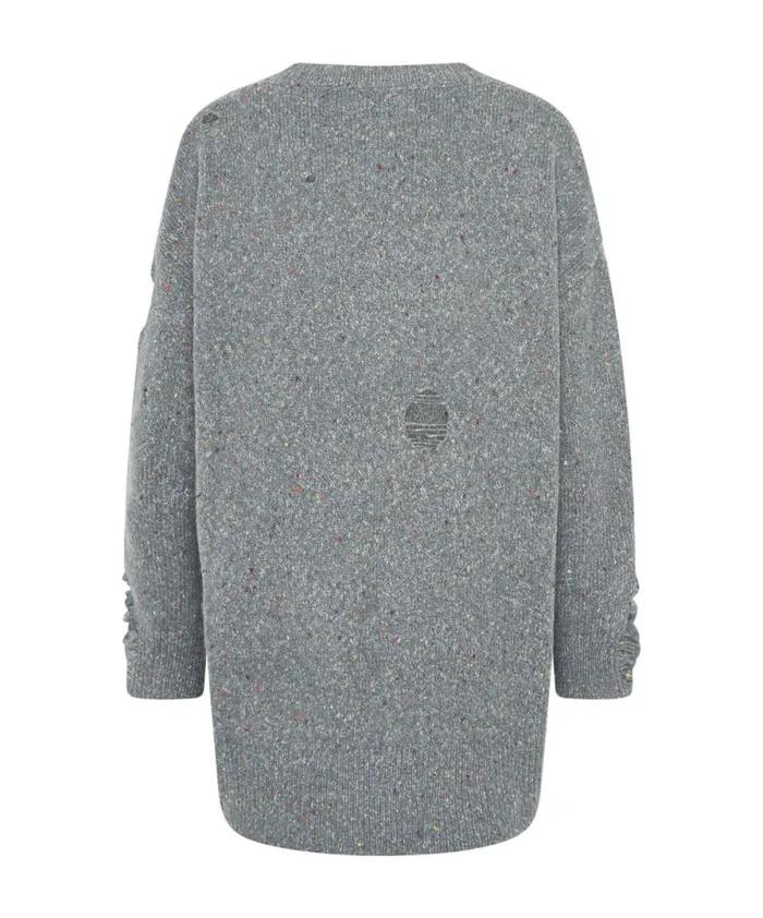 Women DISTRESSED FISHERMAN KNIT SWEATER GREY One Teaspoon Knitwear