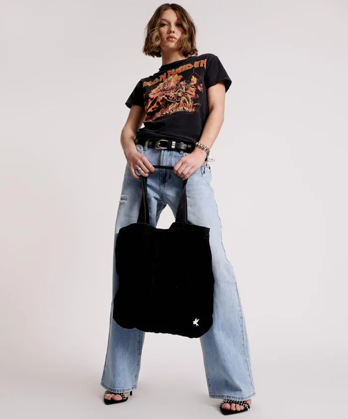 Women DOUBLE BASS DENIM TOTE One Teaspoon Bags