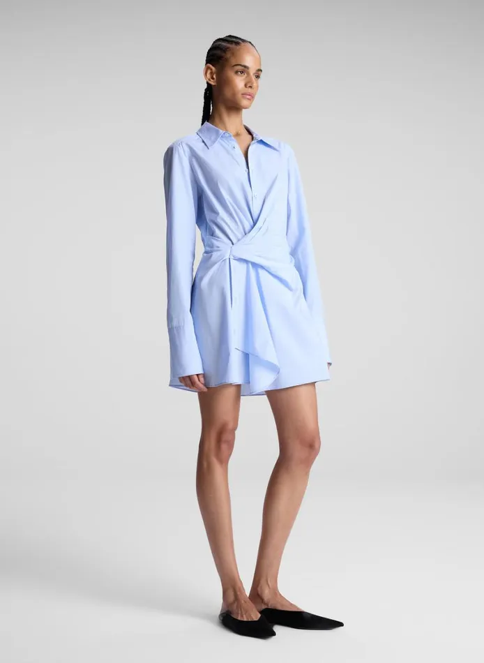Women Dresses ALC Lydia Cotton Mini Shirtdress Ice Bluewhite