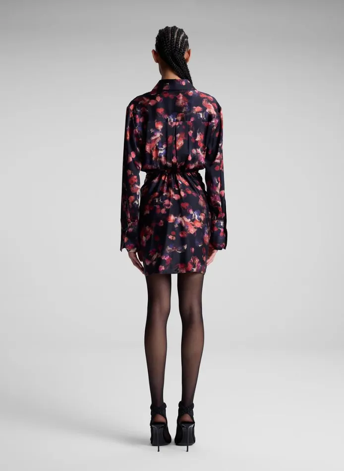 Women Dresses ALC Mia Stretch Silk Mini Shirtdress Navy Multi