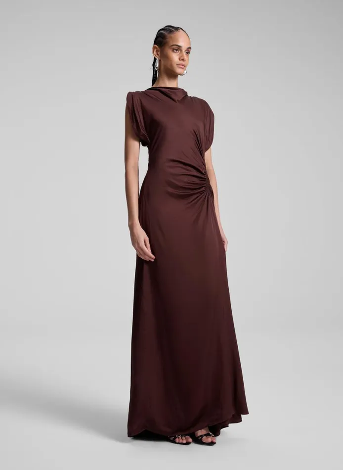 Women Dresses ALC Nadia Satin Gown Chocolate Plum