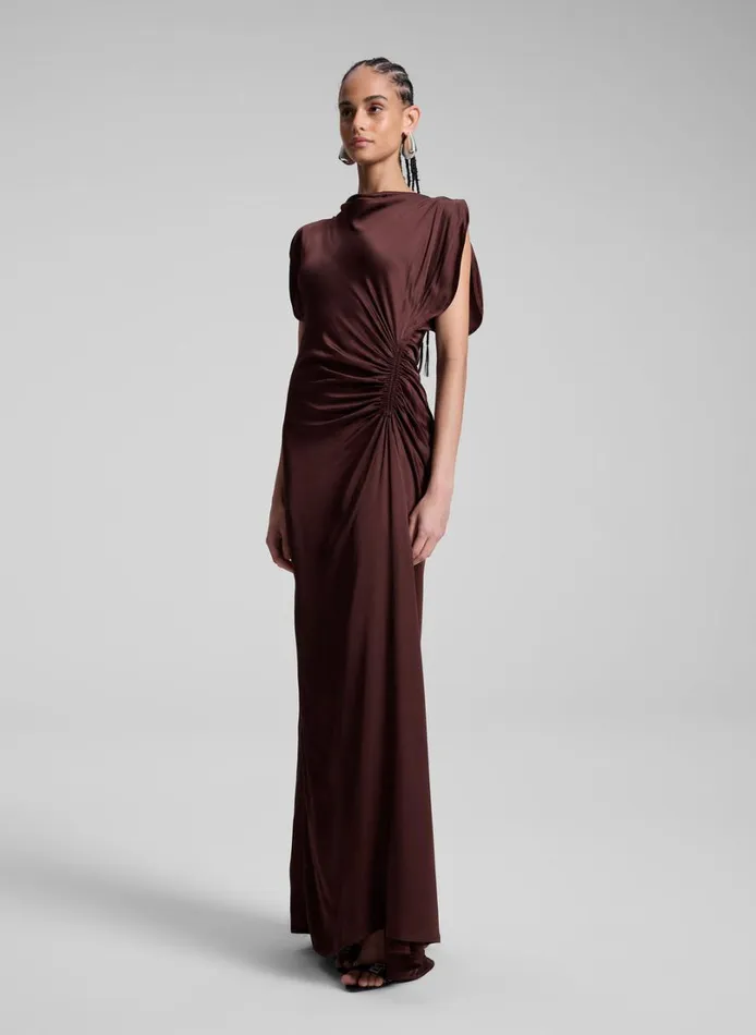 Women Dresses ALC Nadia Satin Gown Chocolate Plum
