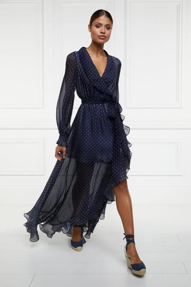 Women Dresses Holland Cooper Ellisa Maxi Dress Navy Polka Dot