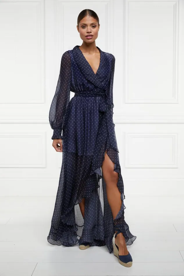 Women Dresses Holland Cooper Ellisa Maxi Dress Navy Polka Dot
