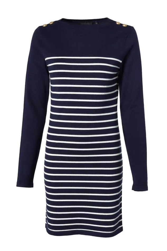 Women Dresses Holland Cooper Natalia Mini Dress Ink Navy Stripe Women Dresses Holland Cooper Natalia Mini Dress Ink Navy Stripe