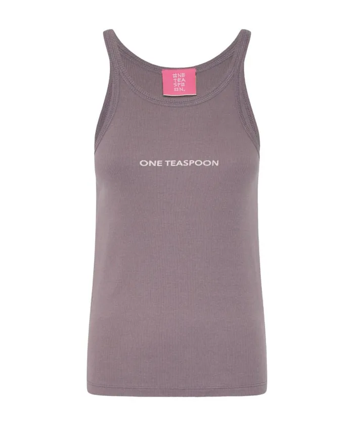 Women DUSKY ONE TEASPOON LOGO SINGLET One Teaspoon Tees and Tanks Women DUSKY ONE TEASPOON LOGO SINGLET One Teaspoon Tees and Tanks