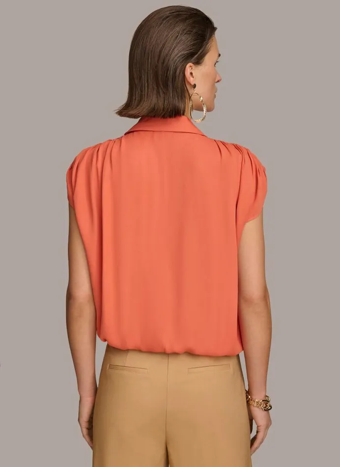 Women ELASTIC HEM BLOUSE Terracotta Donna Karan New York Sweaters And Tops Women ELASTIC HEM BLOUSE Terracotta Donna Karan New York Sweaters And Tops