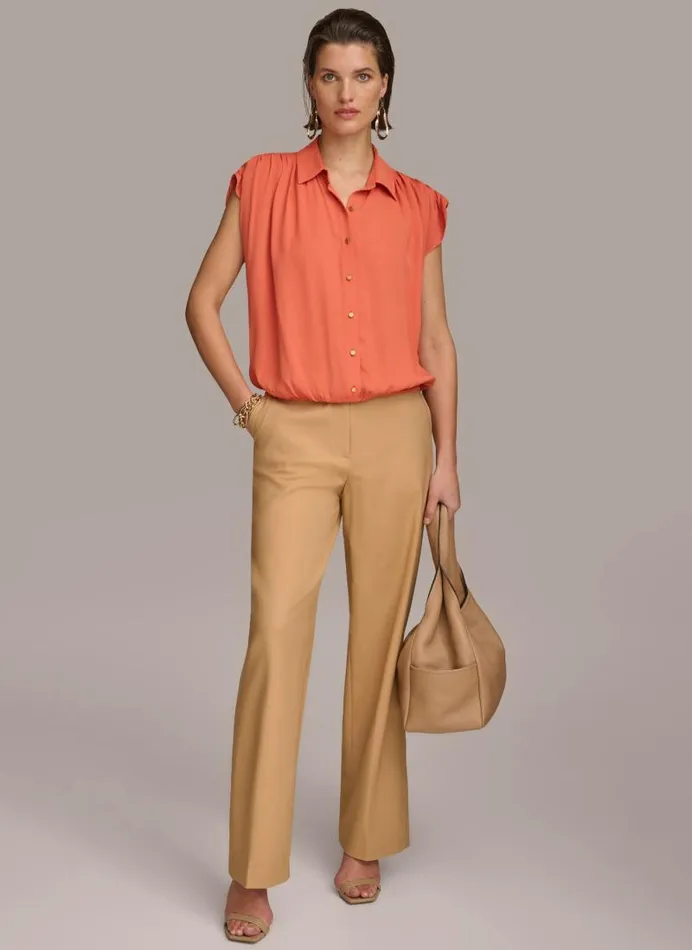 Women ELASTIC HEM BLOUSE Terracotta Donna Karan New York Sweaters And Tops Women ELASTIC HEM BLOUSE Terracotta Donna Karan New York Sweaters And Tops