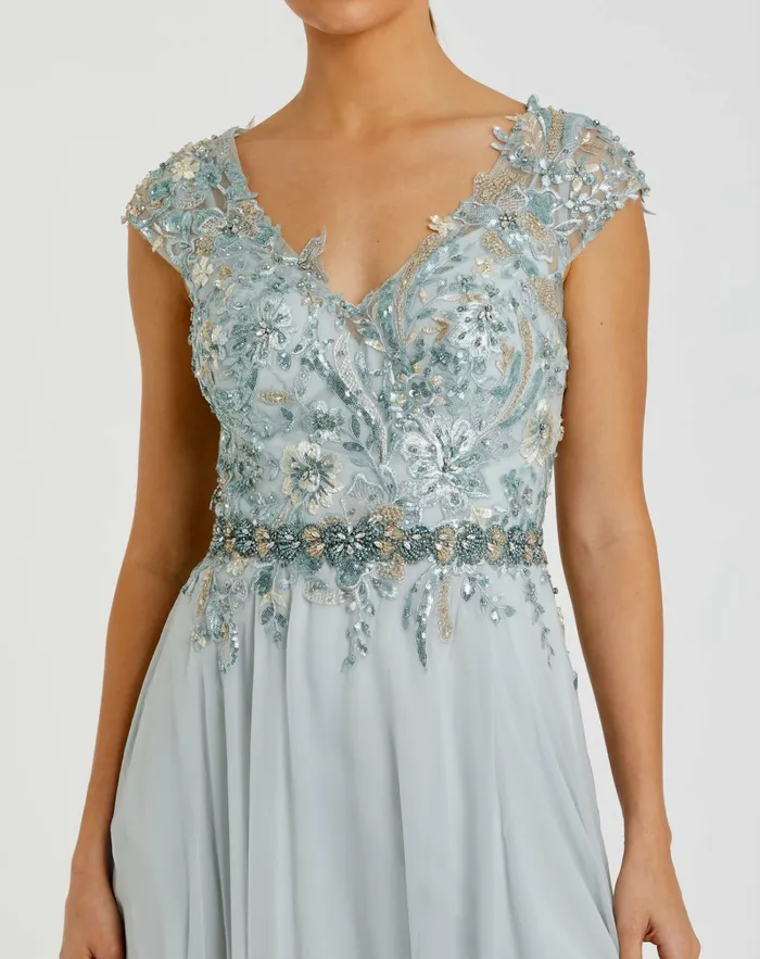 Women Embellished Cap Sleeve Bodice Flowy Gown Seamist Evening Gowns Mac Duggal Women Embellished Cap Sleeve Bodice Flowy Gown Seamist Evening Gowns Mac Duggal