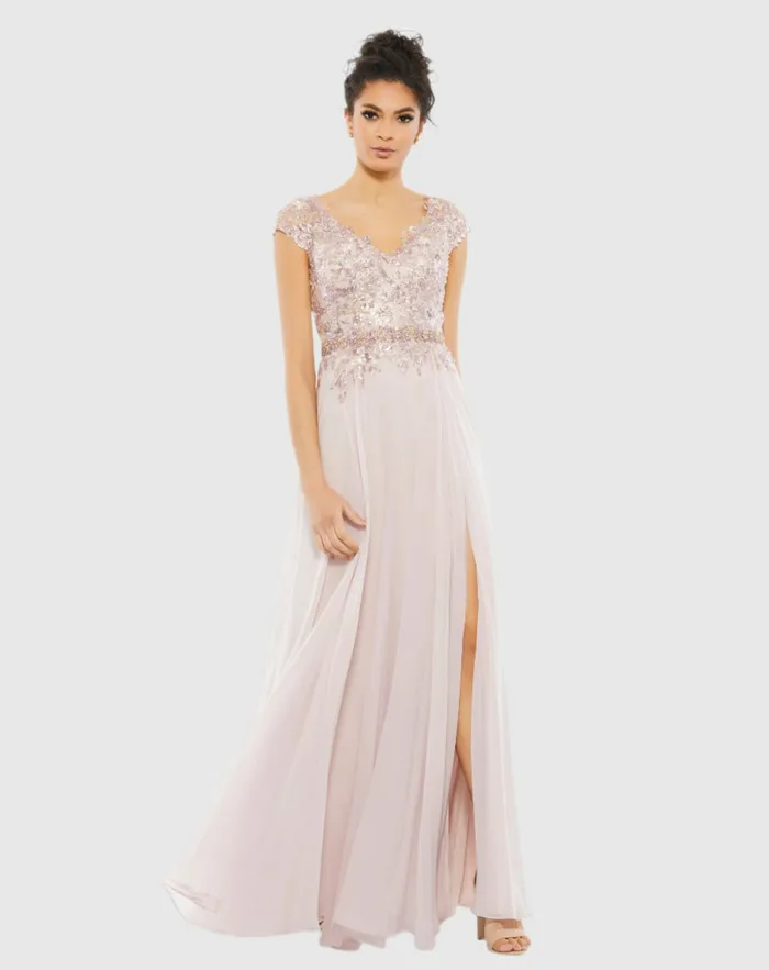 Women Embellished Cap Sleeve Bodice Flowy Gown Seamist Evening Gowns Mac Duggal Women Embellished Cap Sleeve Bodice Flowy Gown Seamist Evening Gowns Mac Duggal