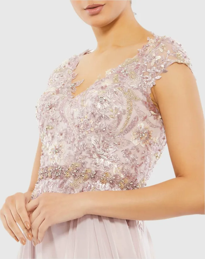 Women Embellished Cap Sleeve Bodice Flowy Gown Seamist Evening Gowns Mac Duggal Women Embellished Cap Sleeve Bodice Flowy Gown Seamist Evening Gowns Mac Duggal
