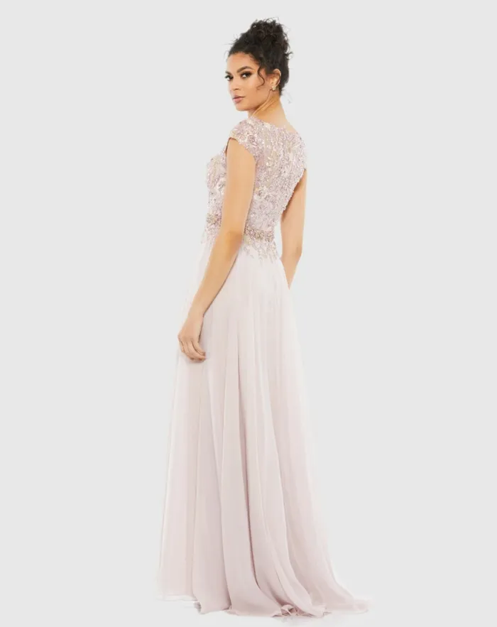 Women Embellished Cap Sleeve Bodice Flowy Gown Seamist Evening Gowns Mac Duggal Women Embellished Cap Sleeve Bodice Flowy Gown Seamist Evening Gowns Mac Duggal