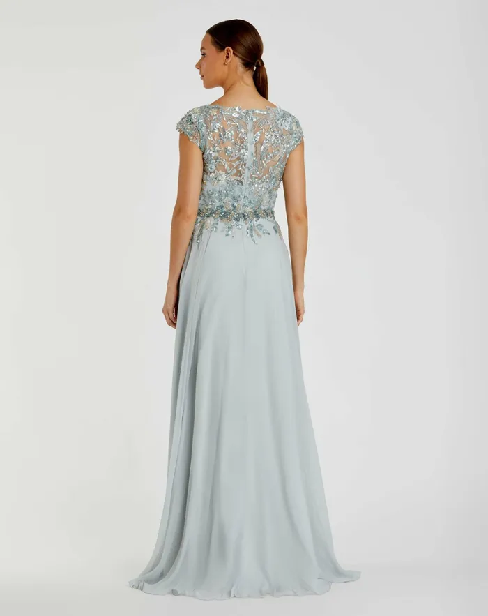 Women Embellished Cap Sleeve Bodice Flowy Gown Seamist Evening Gowns Mac Duggal Women Embellished Cap Sleeve Bodice Flowy Gown Seamist Evening Gowns Mac Duggal