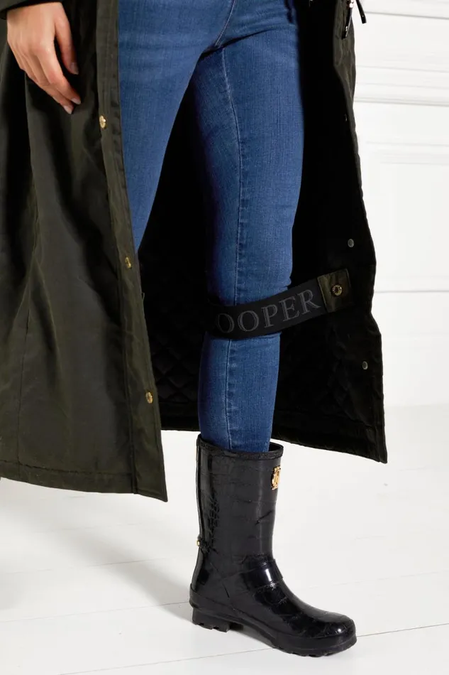WomenEquestrian Coats Holland Cooper Wax Longline Field Coat Dark Olive