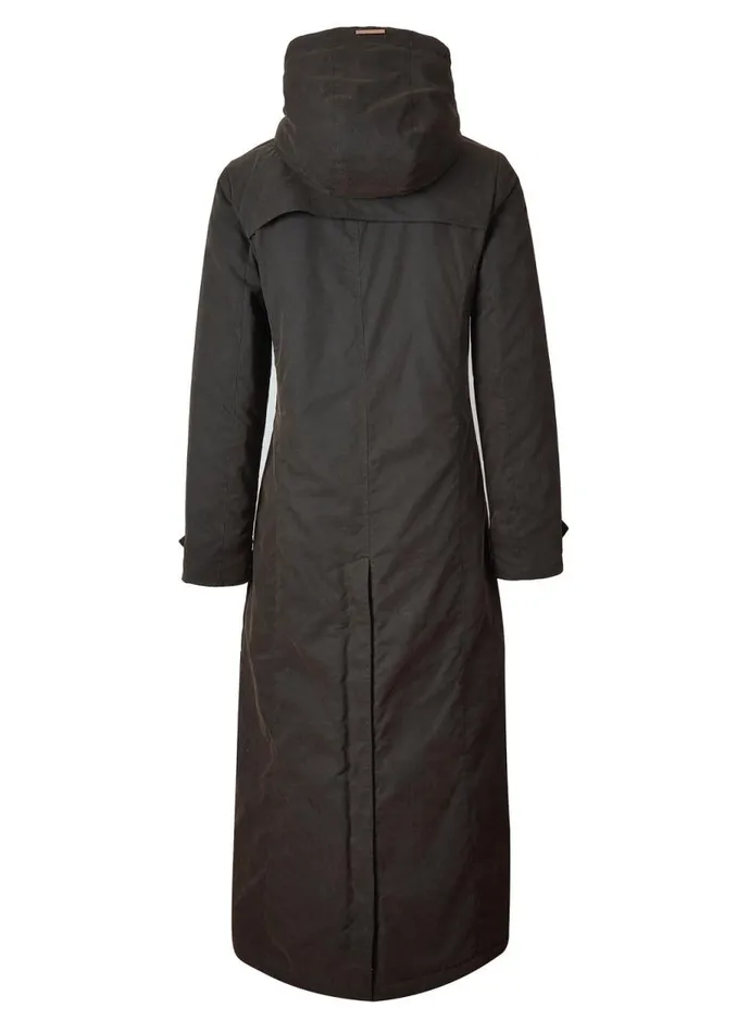 WomenEquestrian Coats Holland Cooper Wax Longline Field Coat Dark Olive