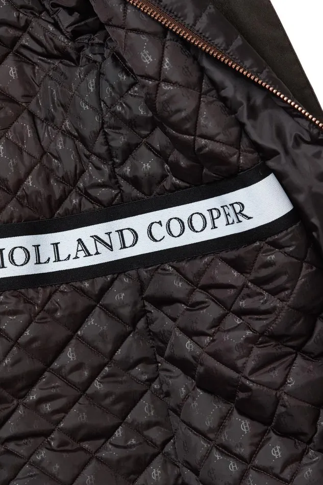 WomenEquestrian Coats Holland Cooper Wax Longline Field Coat Dark Olive