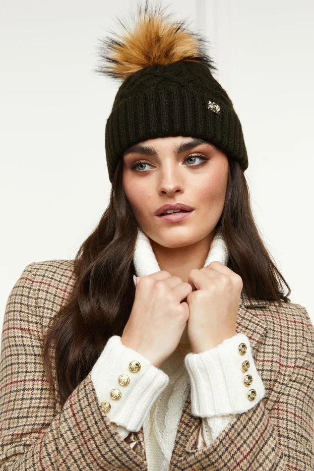 WomenEquestrian Hats and Headbands Holland Cooper Windsor Bobble Hat Fern Green WomenEquestrian Hats and Headbands Holland Cooper Windsor Bobble Hat Fern Green