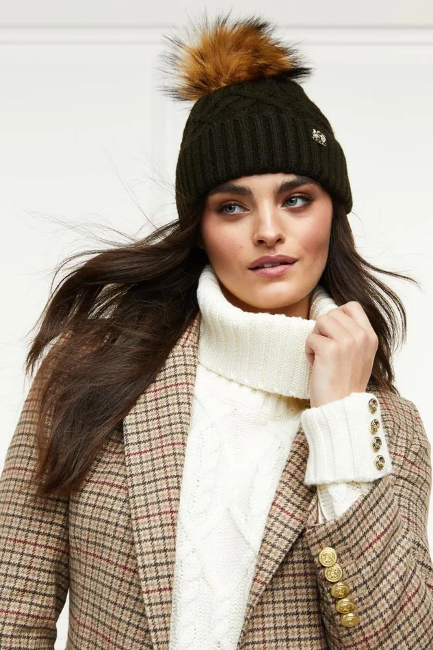 WomenEquestrian Hats and Headbands Holland Cooper Windsor Bobble Hat Fern Green WomenEquestrian Hats and Headbands Holland Cooper Windsor Bobble Hat Fern Green