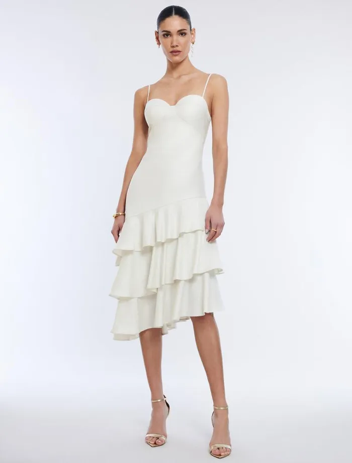 Women Esme Asymmetrical Ruffle Dress Gardenia BCBG Dresses