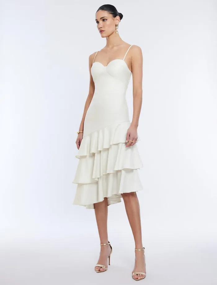 Women Esme Asymmetrical Ruffle Dress Gardenia BCBG Dresses