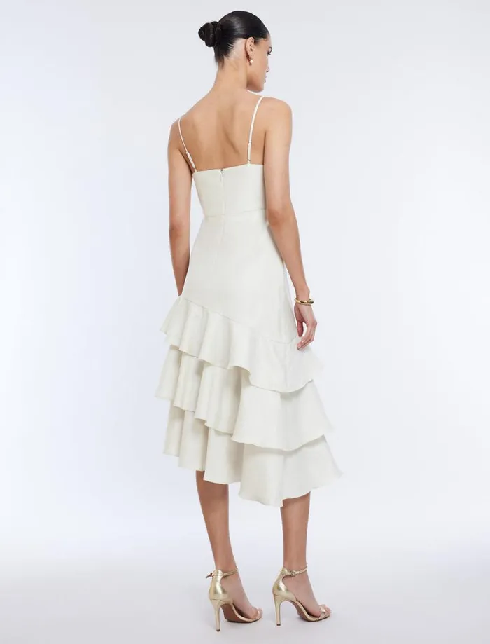 Women Esme Asymmetrical Ruffle Dress Gardenia BCBG Dresses
